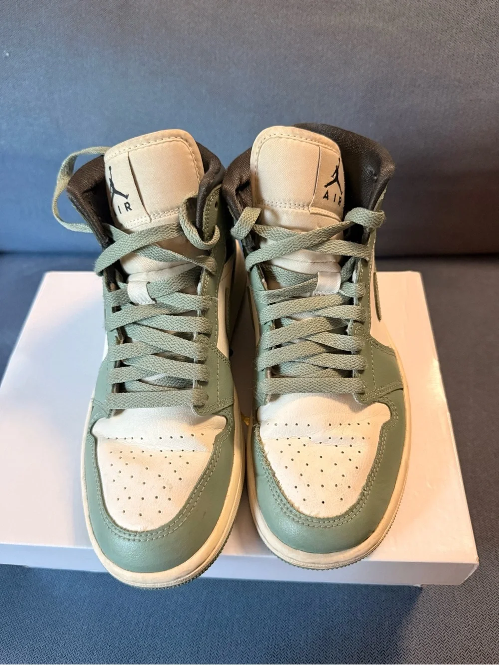 Nike Air Jordan 1 Mid Sage Green, Cream & Black